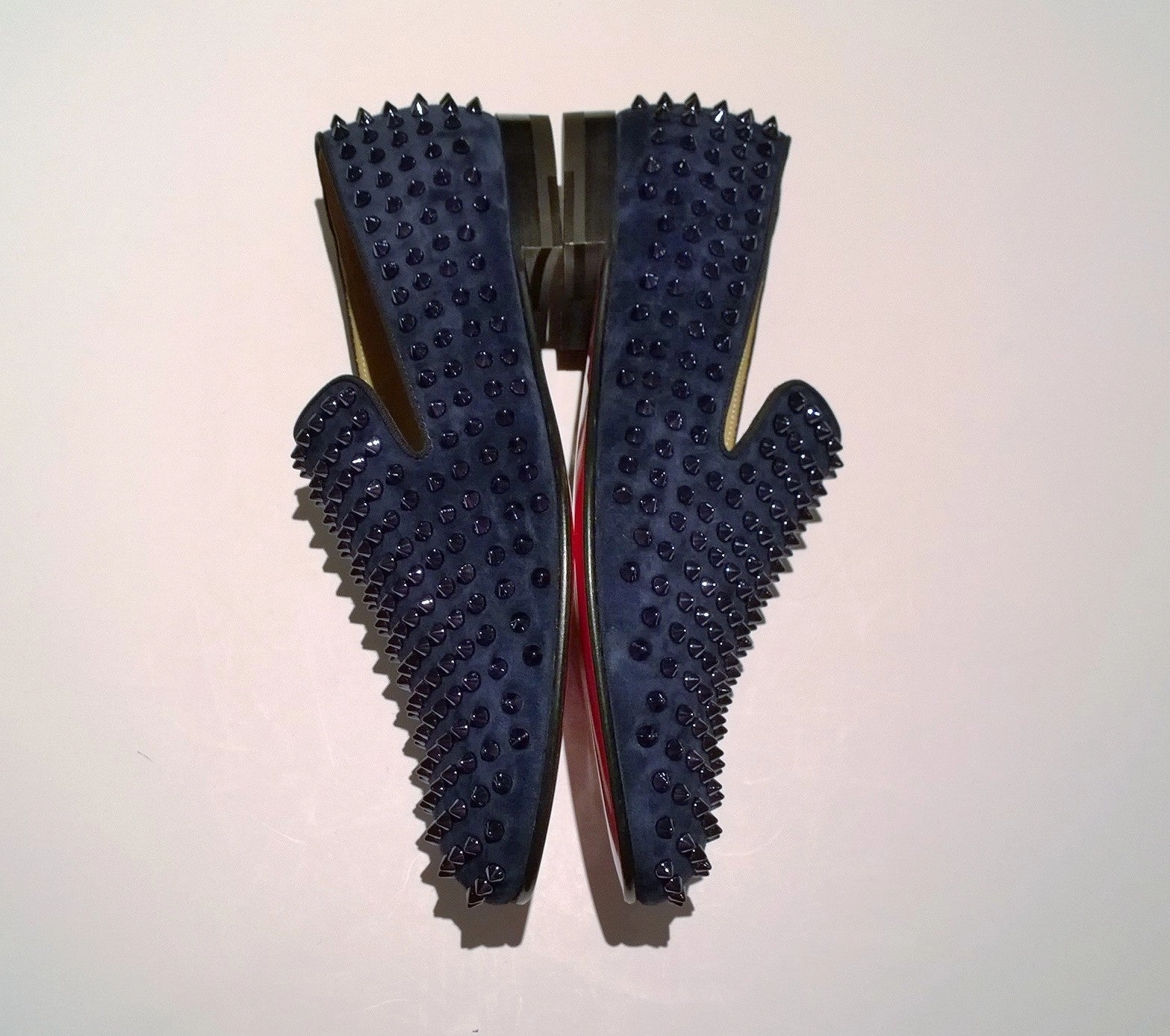 Christian Louboutin Rollerboy Spikes Dark Blue Suede Loafers navy shoes Dandelion Baby Loafers