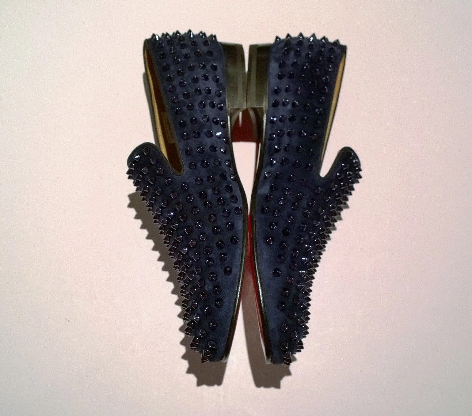 Christian Louboutin Rollerboy Spikes Dark Blue Suede Loafers navy shoes Dandelion Types Of Penny Loafers