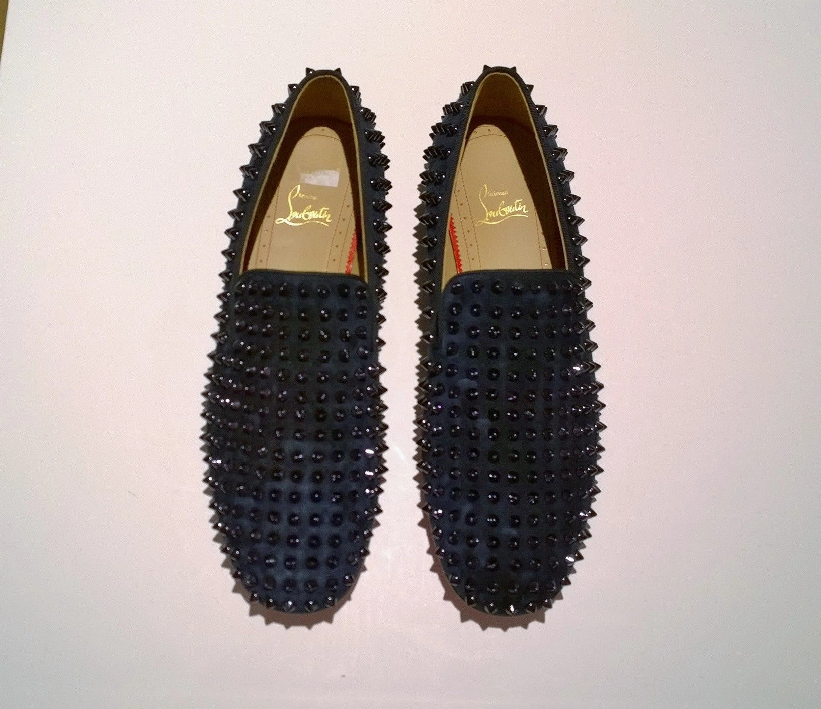 Christian Louboutin Rollerboy Spikes Dark Blue Suede Loafers navy shoes Dandelion Loraine Bit Loafers