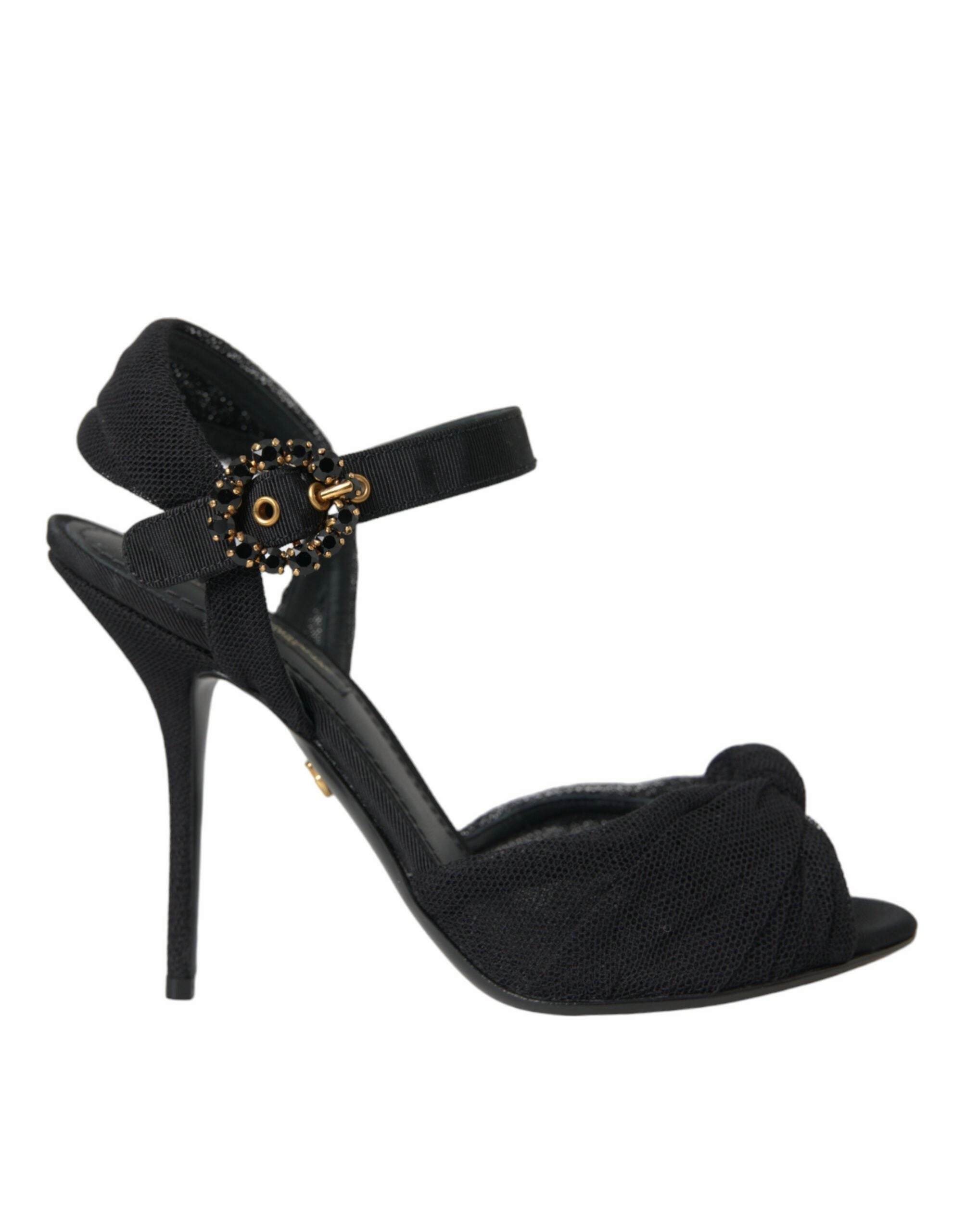 Black Suede Embellished Heels Sandals Shoes Leather Huarache Sandals