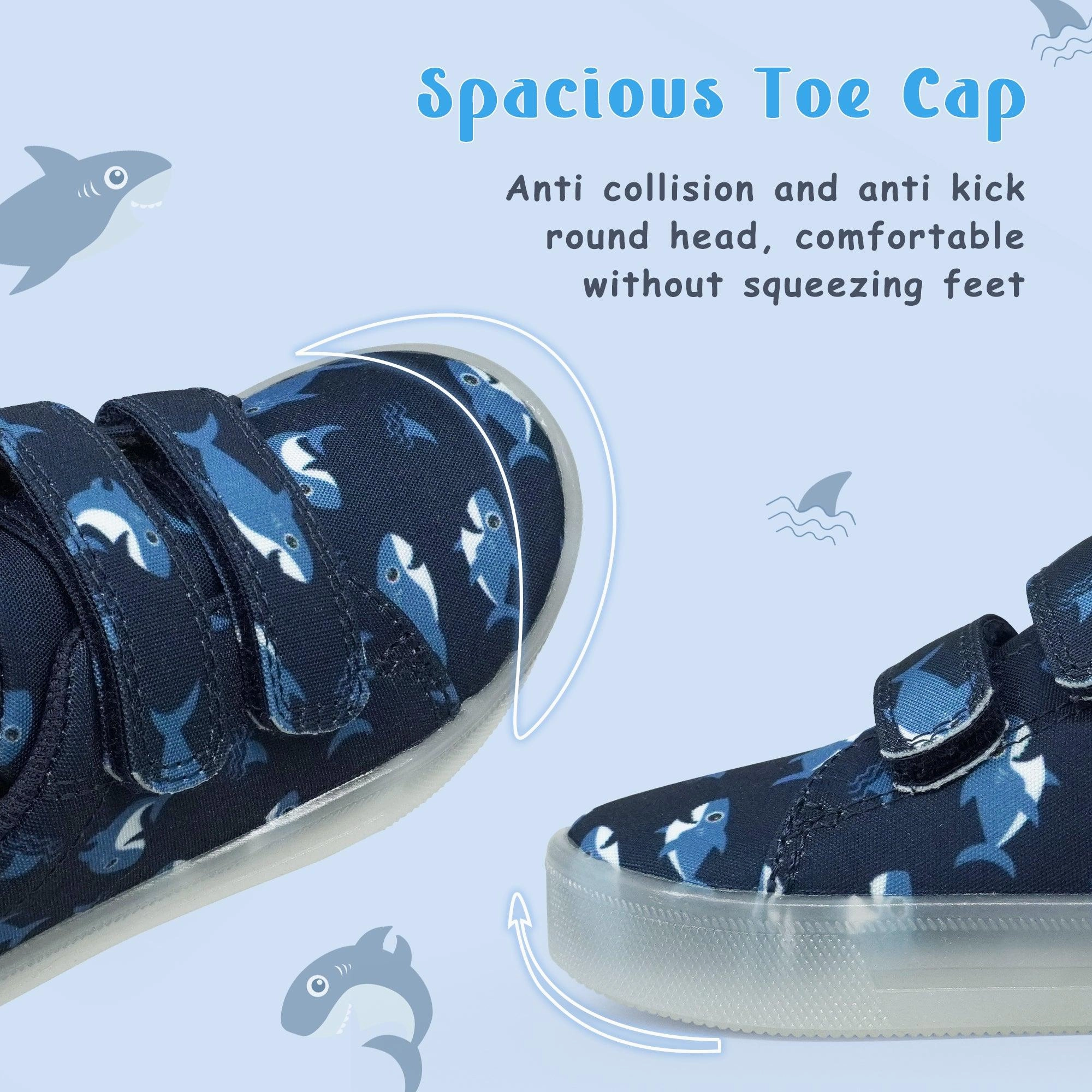 Heel Shoes Casual YESKIS Boys Luminous Shoes Vivaki LED Canvas Velcro Cartoon Casual Sports Shoes Navy Blue