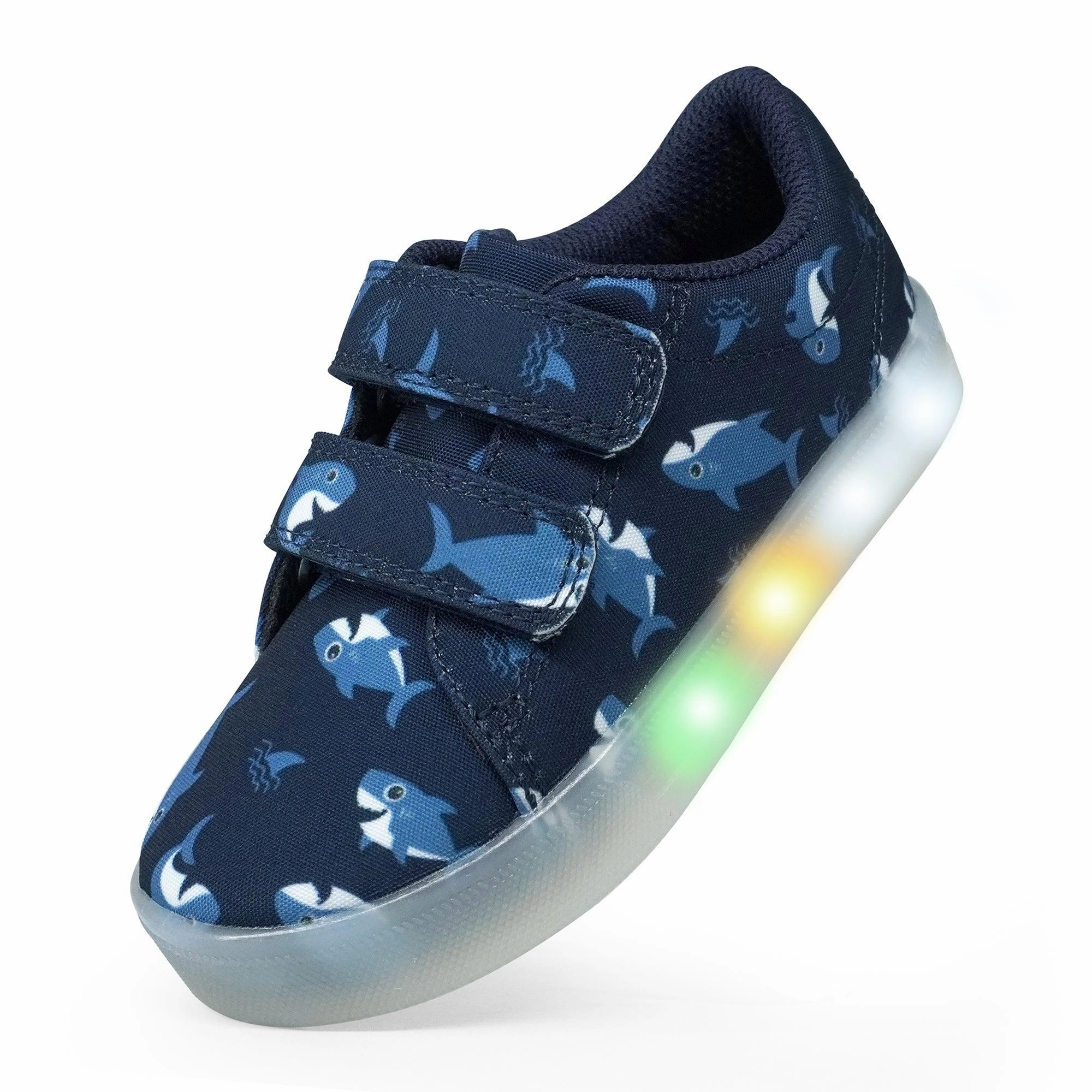 YESKIS Boys Luminous Shoes Vivaki LED Canvas Velcro Cartoon Casual Sports Shoes Navy Blue Casual Leather Derby Shoes