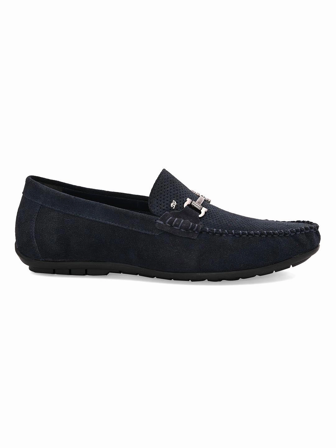 Stitch Navy Loafers Suede Horsebit Loafers