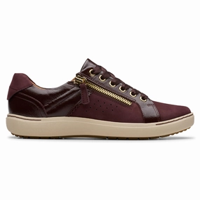 Clarks Nalle Zen Merlot Combi Leather Sneaker (Women's) Shoes Casually