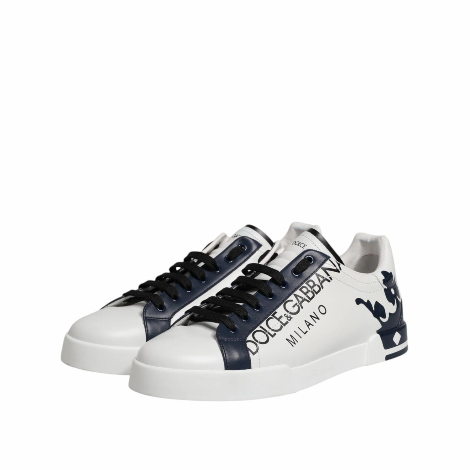 Powder Sneakers Dolce & Gabbana White Blue Crown Low Top Sneakers Shoes