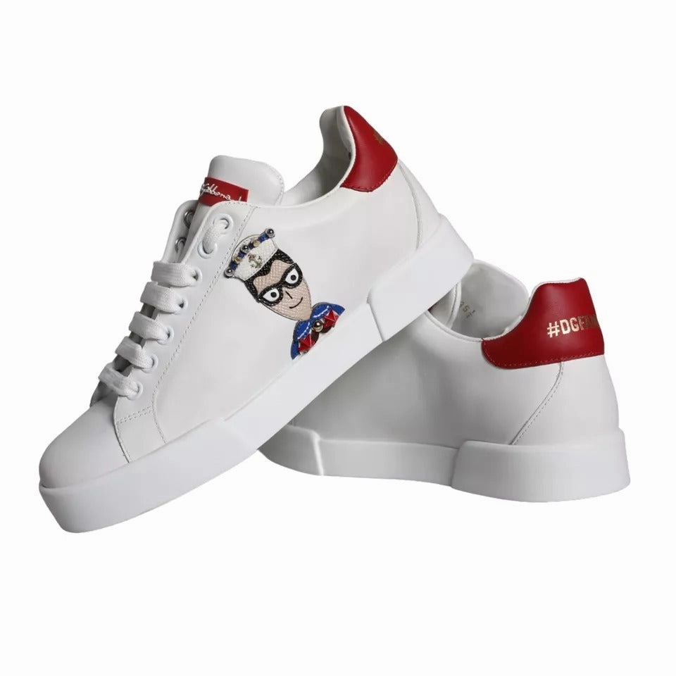 White Lifestyle Sneakers Dolce & Gabbana White Patch Calfskin Nappa Portofino Sneakers Shoes