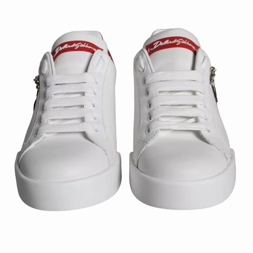 Jirdan Sneakers Dolce & Gabbana White Patch Calfskin Nappa Portofino Sneakers Shoes