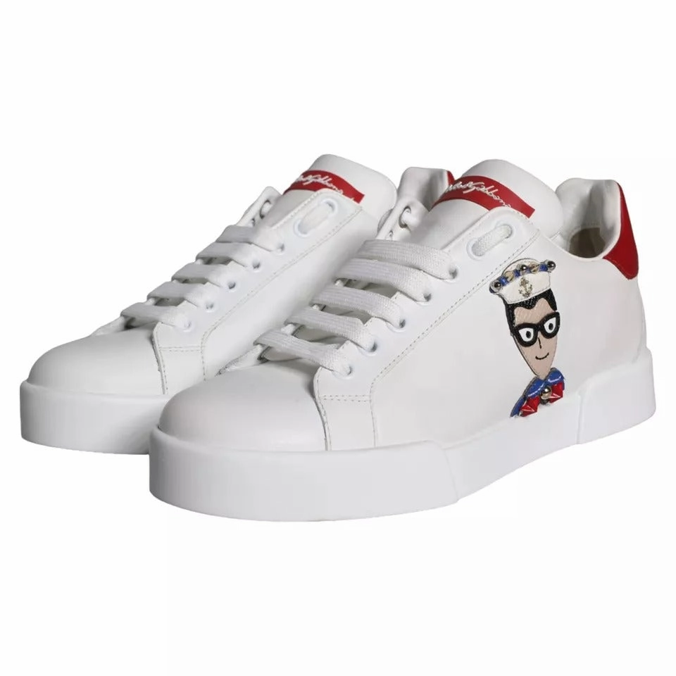 De Florence Sneakers Reviews Dolce & Gabbana White Patch Calfskin Nappa Portofino Sneakers Shoes