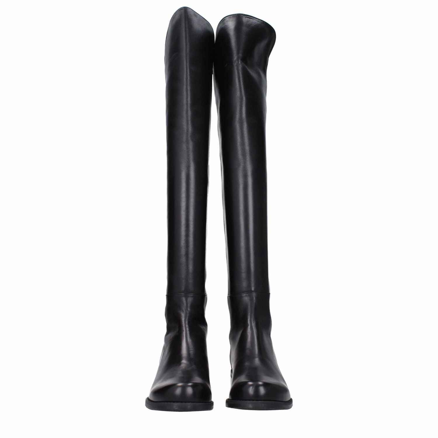 Stuart Weitzman Black Leather Over The Knee Shoes For Flat Foot People