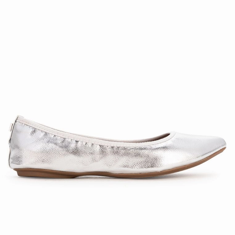Shoes For Narrow Flat Feet JANEY Ballet Flat Shoes - Silver Tumble Nappa