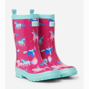 Casual Shoes With Jeans For Women Hatley Frolicking Unicorns Shiny Rainboots (Toddler/Little Kid)