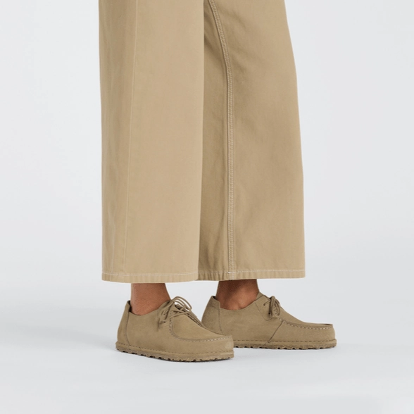 Loafers Vibram Birkenstock Utti Lace Suede Leather Gray Taupe Narrow Dame