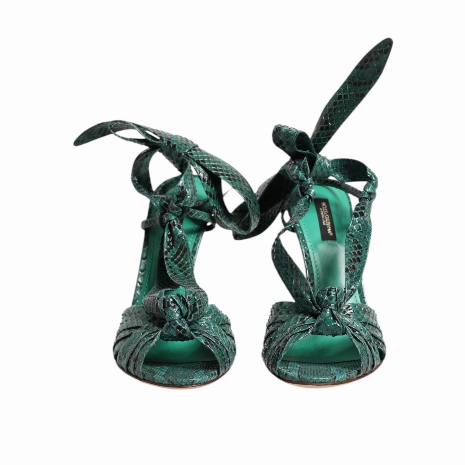 La Toc St Lucia Sandals Dolce & Gabbana Green Python Leather Heels Sandals Shoes