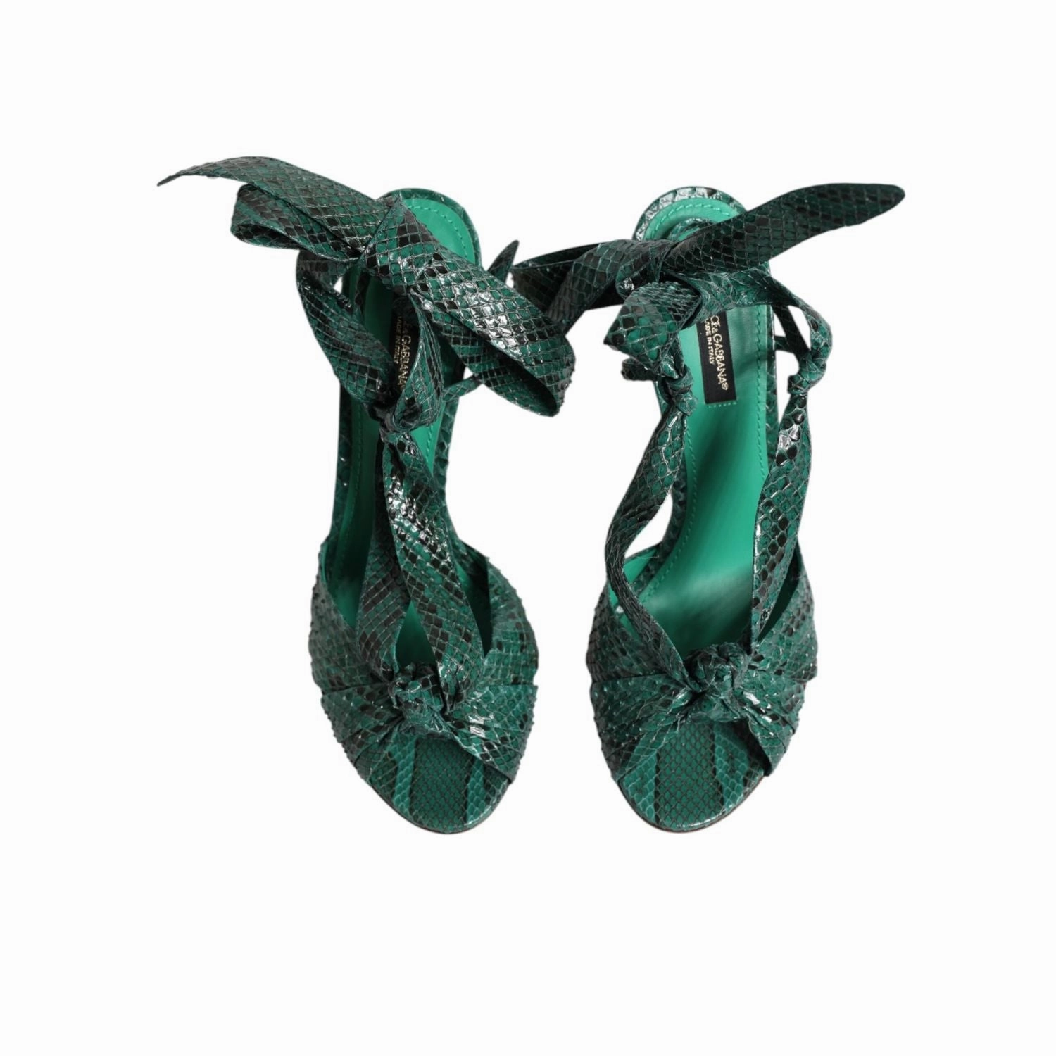 Dolce & Gabbana Green Python Leather Heels Sandals Shoes Tanjun Sandals