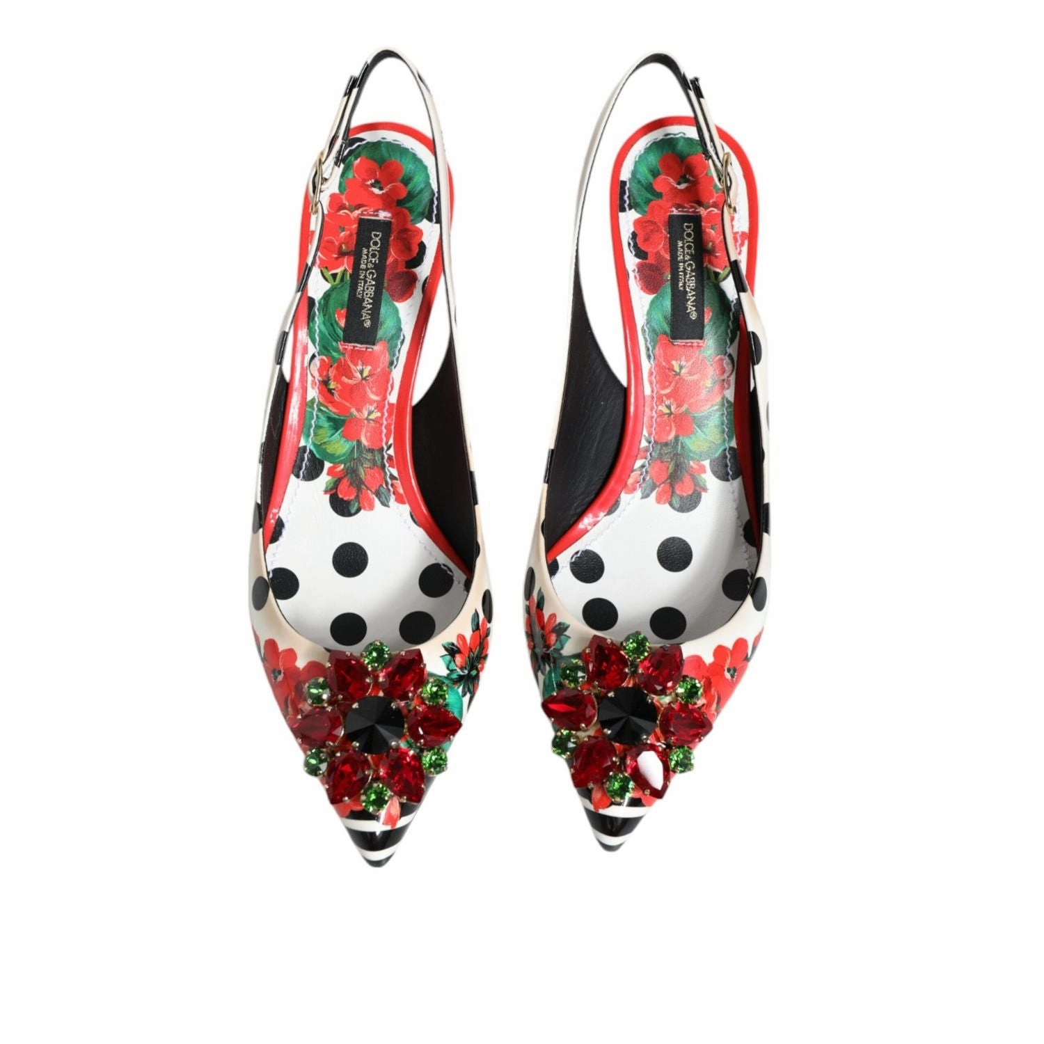 Dolce & Gabbana Multicolor Crystal Heels Slingback Shoes Hari Mari Sandals