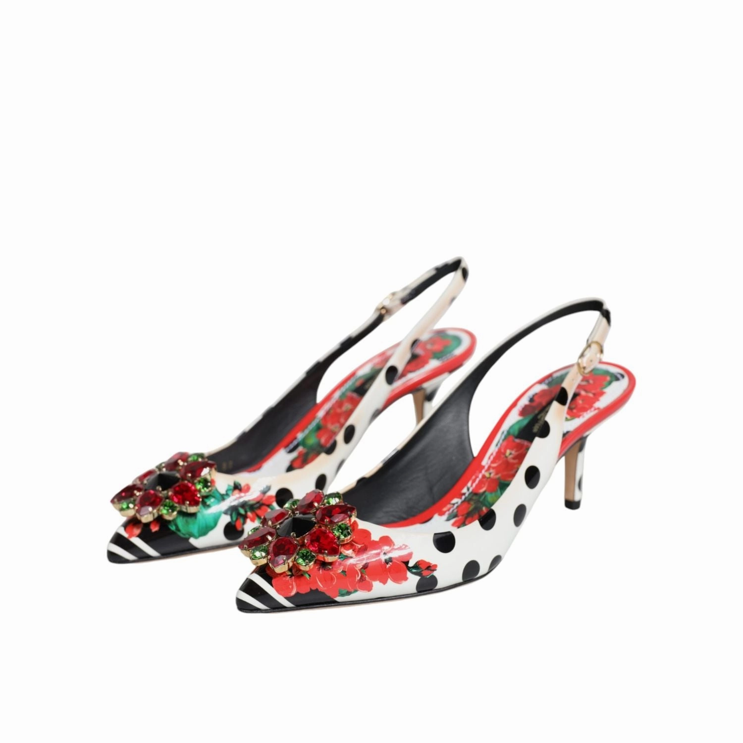 Dolce & Gabbana Multicolor Crystal Heels Slingback Shoes Adilette Sandals
