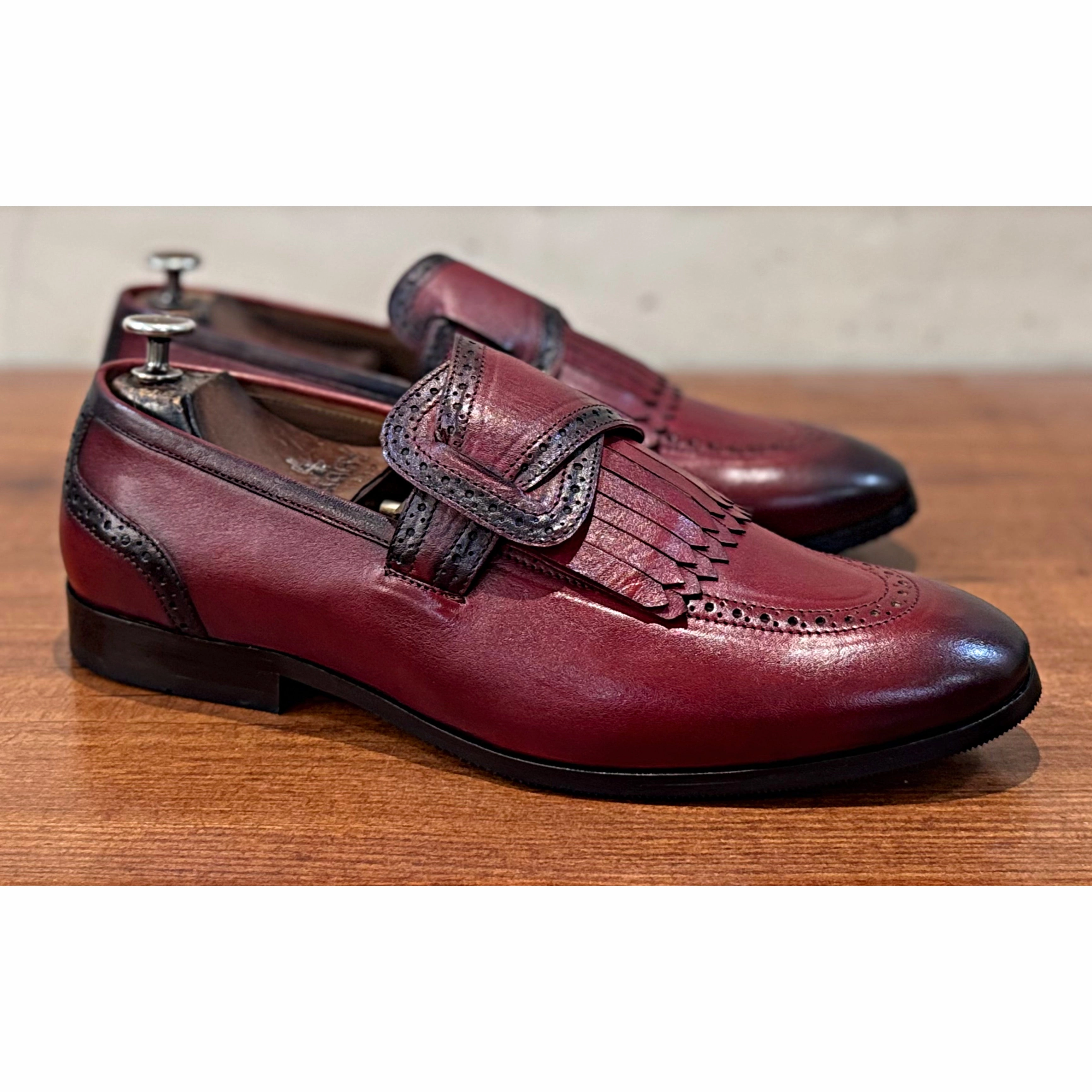 Crocodile Leather Loafers Butterfly Loafers Bordo