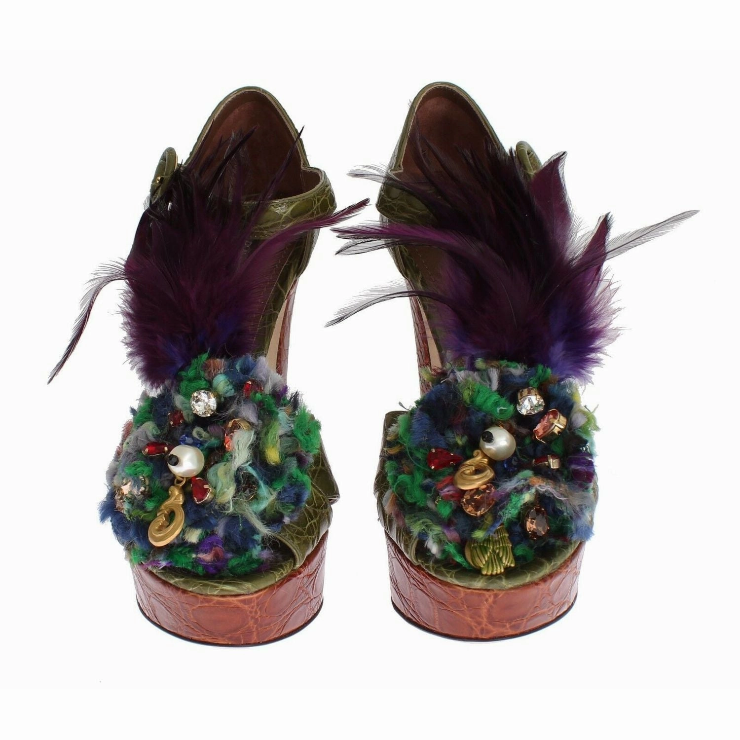 Dunnet Flower Buttersoft Leather Sandals Dolce & Gabbana Green Leather Crystal Platform Sandal Shoes