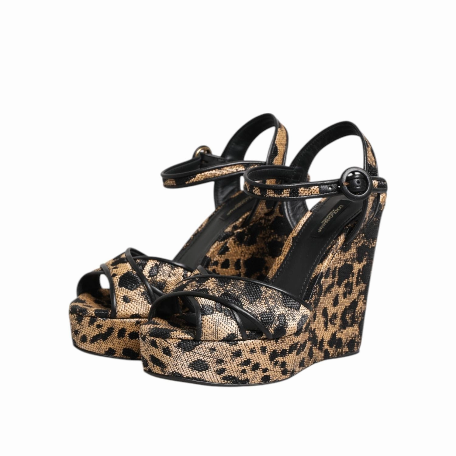 Sandals Secrets Dolce & Gabbana Brown Leopard Wedges Ankle Strap Sandals Shoes