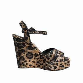 Sandals Hotel Exuma Bahamas Dolce & Gabbana Brown Leopard Wedges Ankle Strap Sandals Shoes