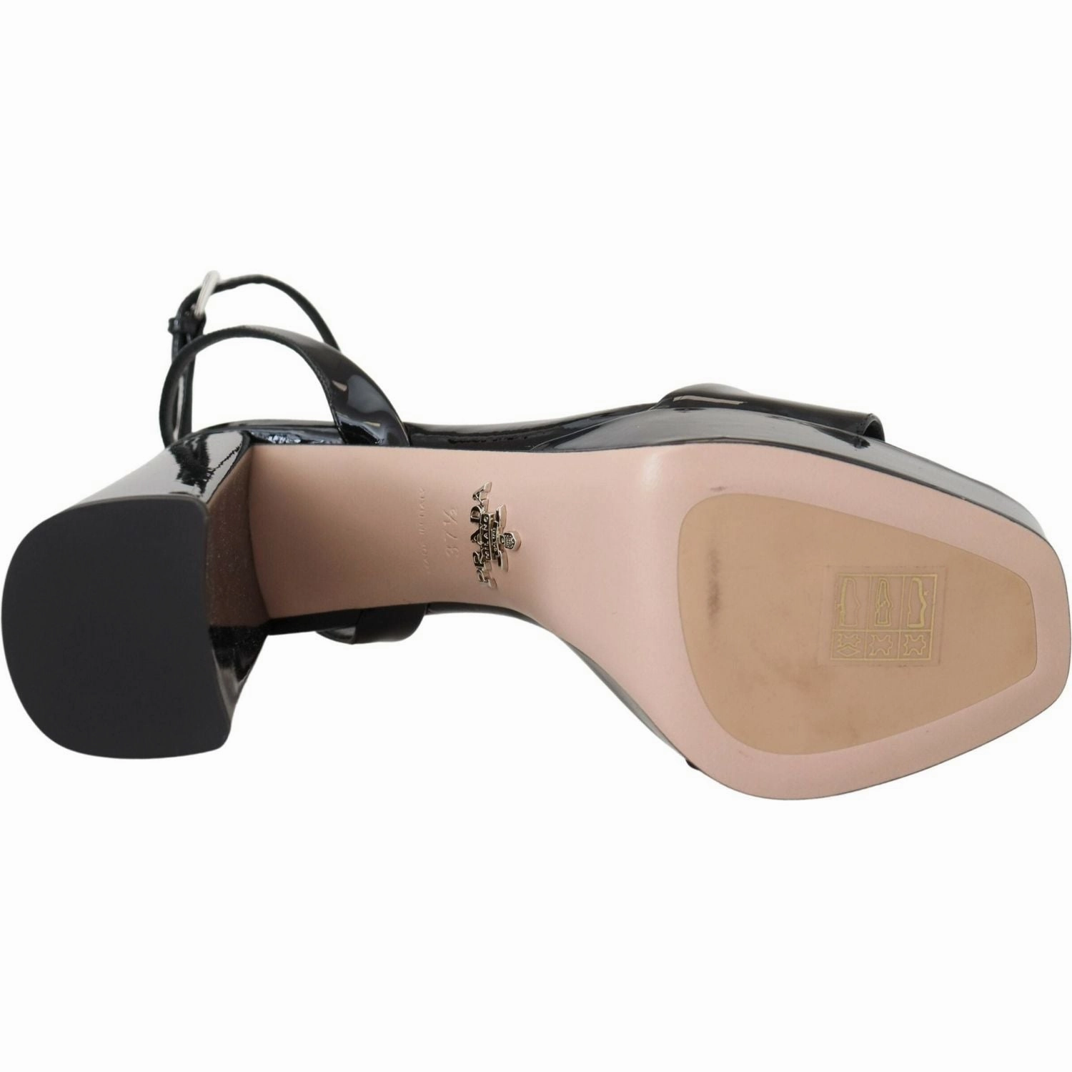 Strive Sandals Prada Black Patent Sandals Ankle Strap Heels Leather