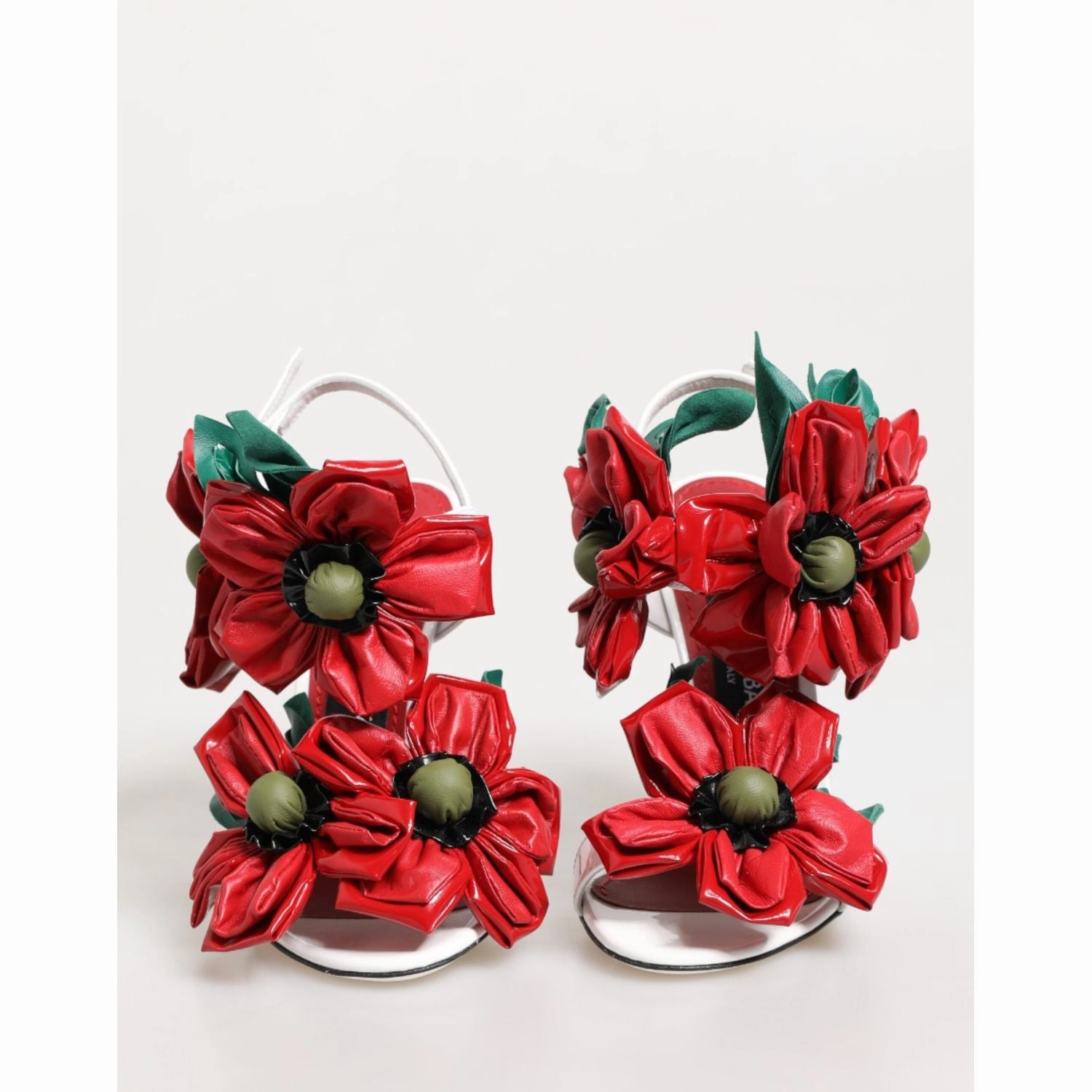 Uneek Sandals Dolce & Gabbana White Red Floral Detailing Sandals Shoes