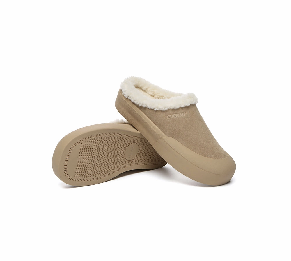 EVERAU UGG Slippers Sheepskin Wool Scuff Staney No Bull Slides