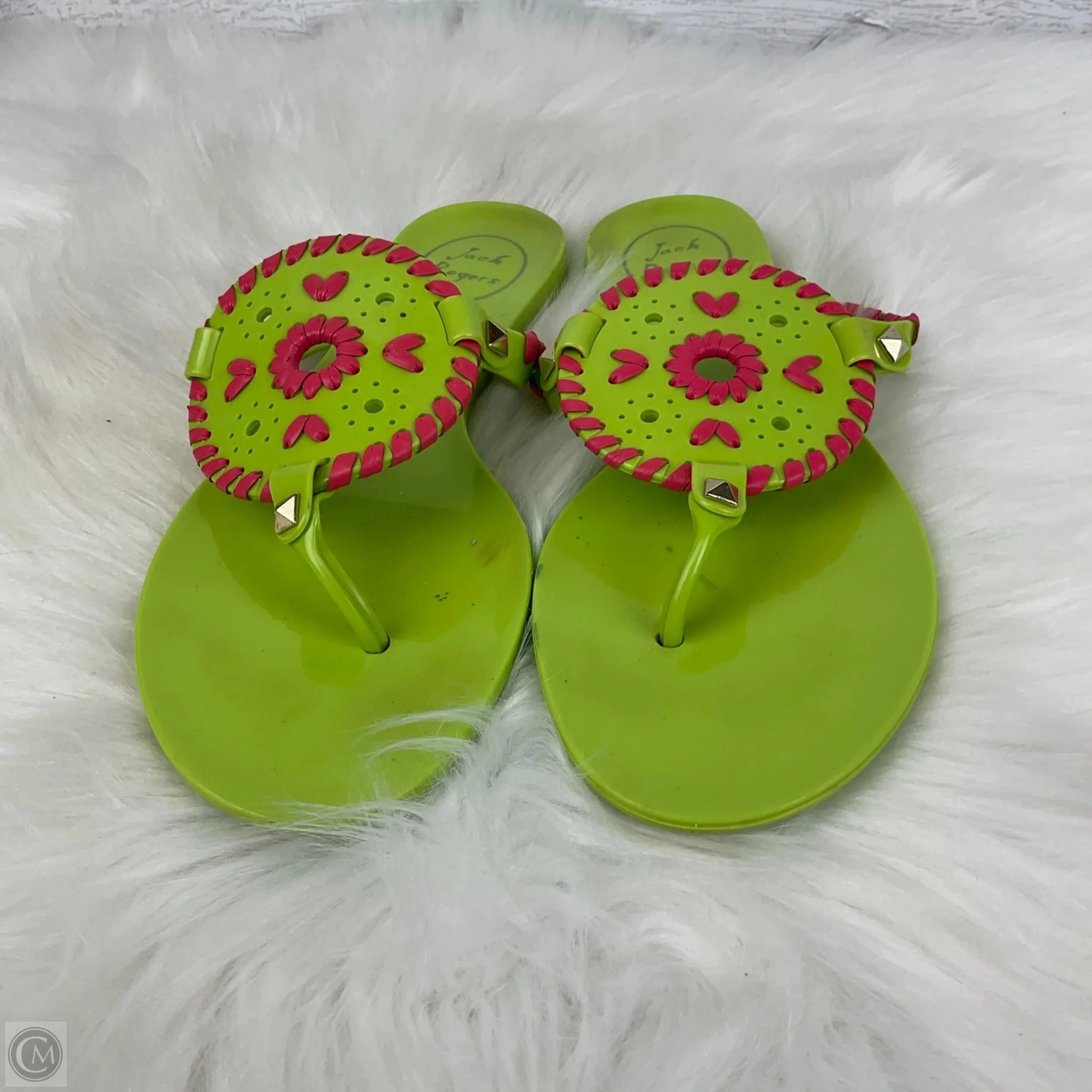 Cloth Bottom Flip Flops Sandals Flip Flops By Jack Rogers In Green, Size: 6