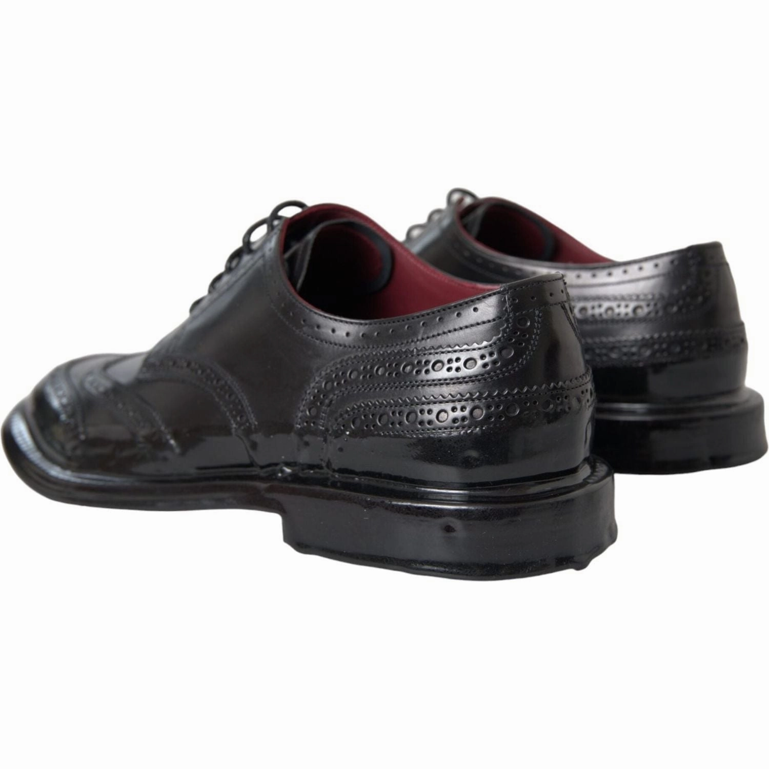 Flat Shoes For Gym Dolce & Gabbana Black Leather Oxford Wingtip Formal Men Shoes