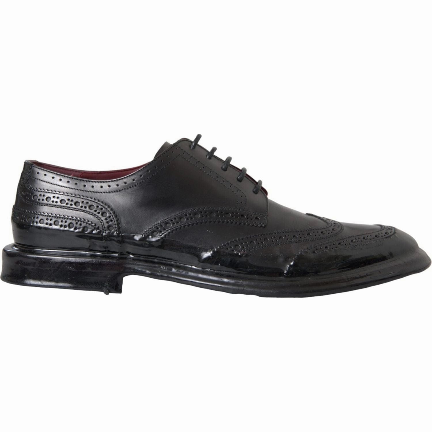 Dolce & Gabbana Black Leather Oxford Wingtip Formal Men Shoes Simms Flats Shoes