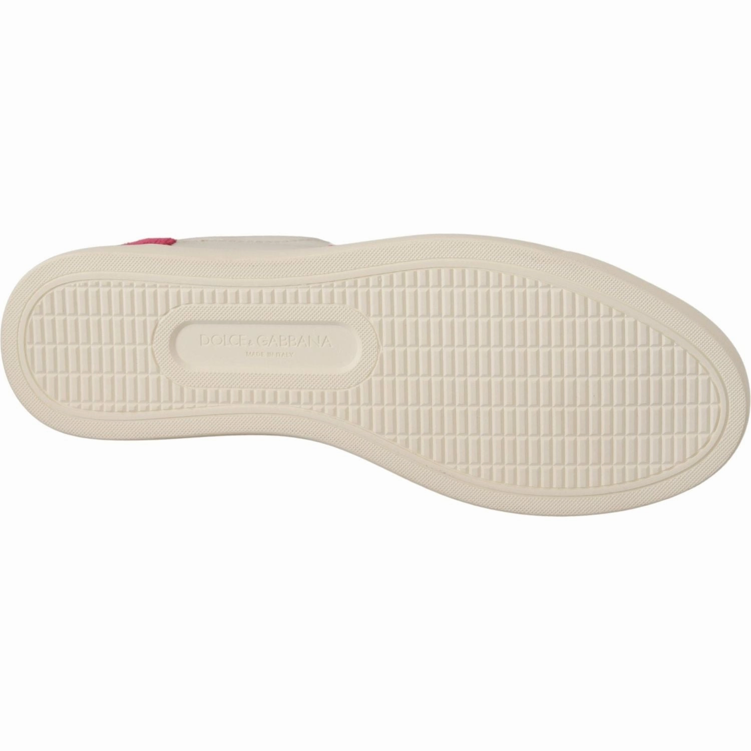 Dolce & Gabbana White Pink Leather Low Top Sneakers Womens Shoes Spiderman Sneakers