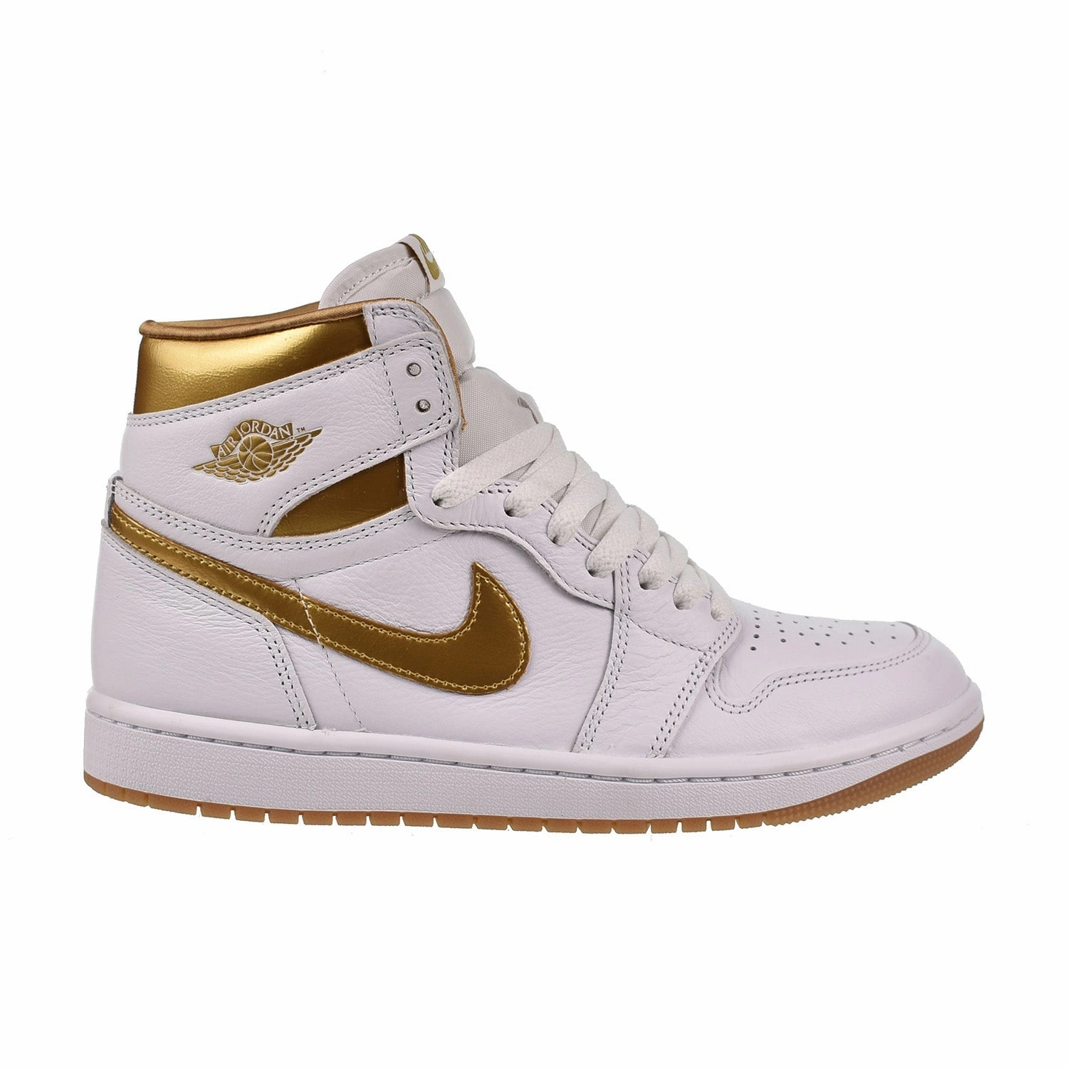 Jordan 1 Retro High OG Women's Shoes White-Metallic Gold Asics Supination Shoes