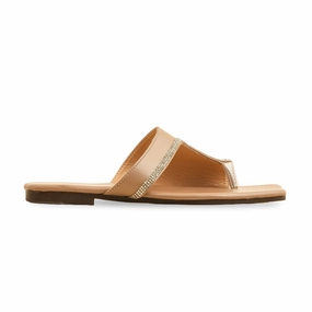 Comfortable Flat Bridal Shoes Beige Casual Chappal CL2042