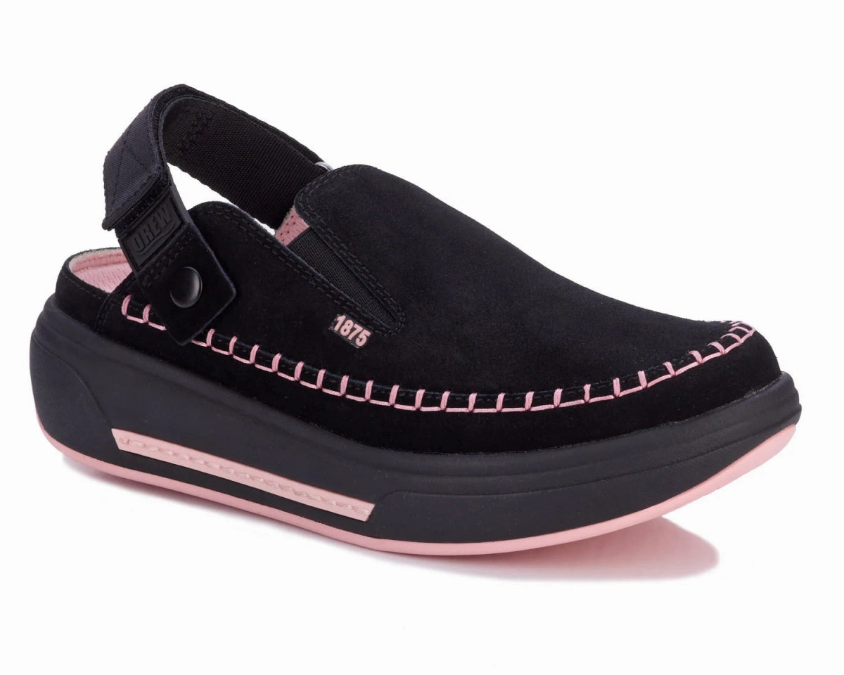 Drew Jazz Strap Mule Women's Shoes In Black Suede Combo