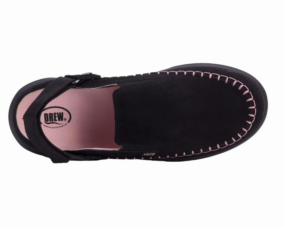 Drew Jazz Strap Mule Women's Shoes In Black Suede Combo