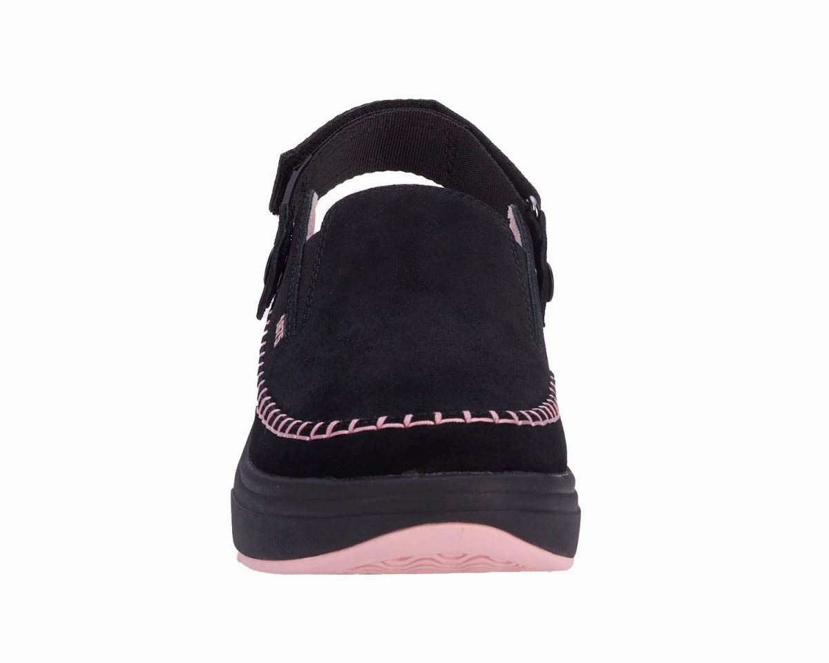 Drew Jazz Strap Mule Women's Shoes In Black Suede Combo