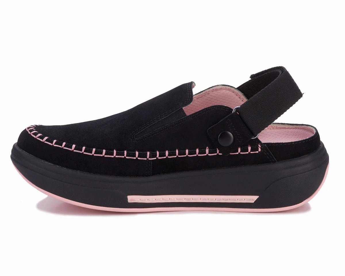 Drew Jazz Strap Mule Women's Shoes In Black Suede Combo