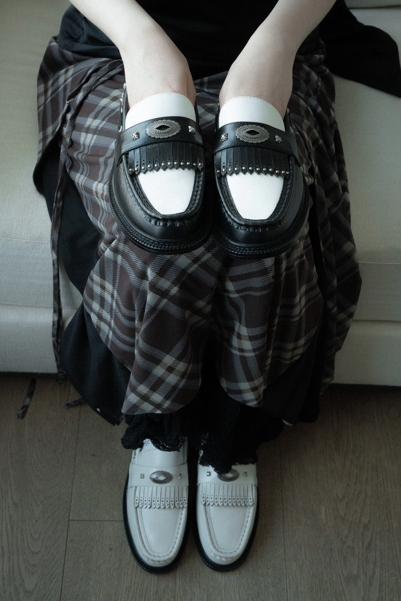 Brighton Loafers Eleby  Laser-Cut Stud-Embellished Penny Loafer