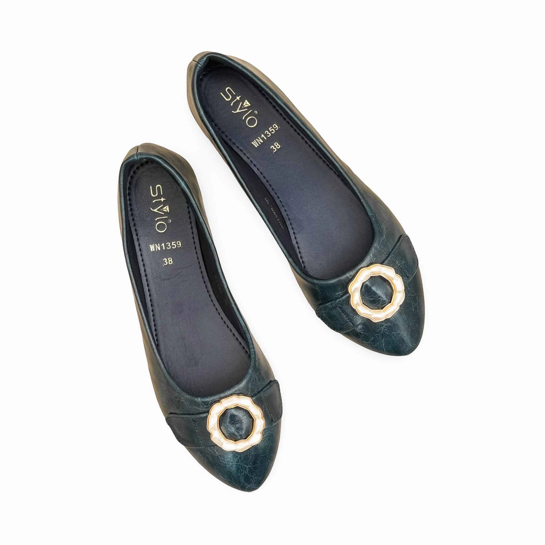 Blue Pumps For Ladies WN1359 Suede Flat Shoes