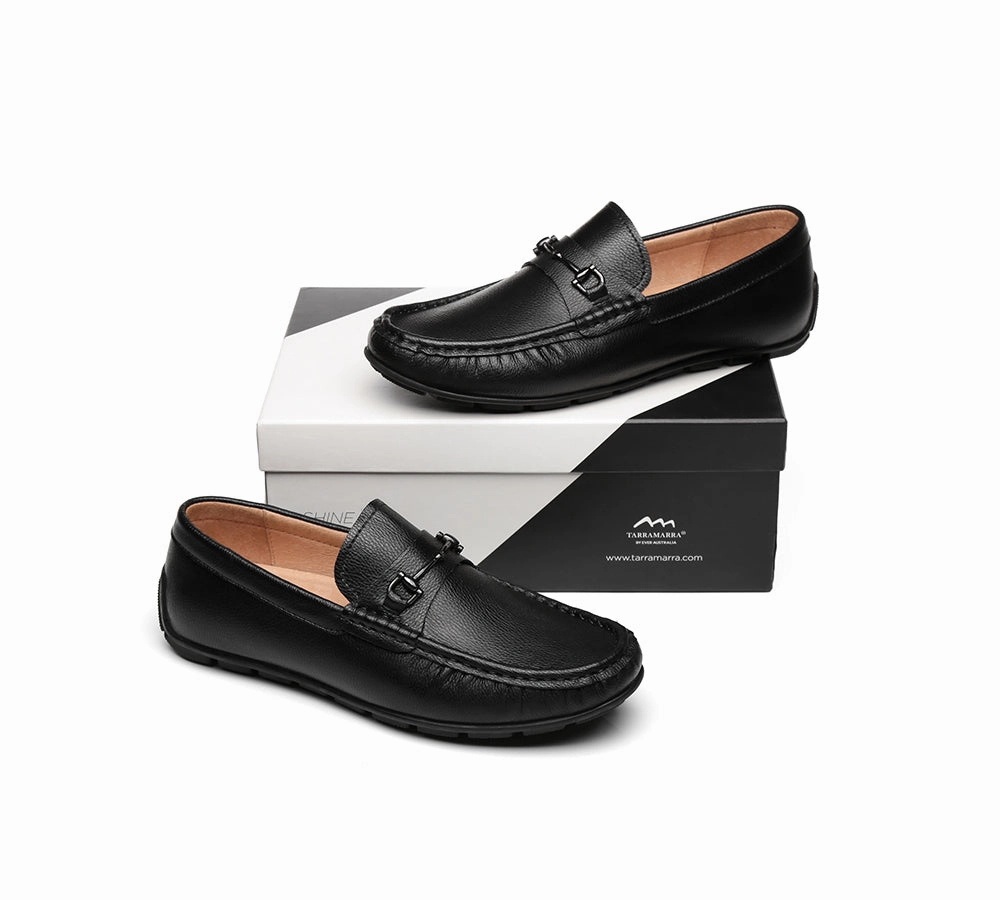 TARRAMARRA Men Leather Black Loafers Colin Wedge Penny Loafers