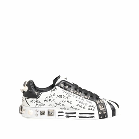 Sneakers That Light Up Dolce & Gabbana White Studded Printed Low Top Sneakers Shoes