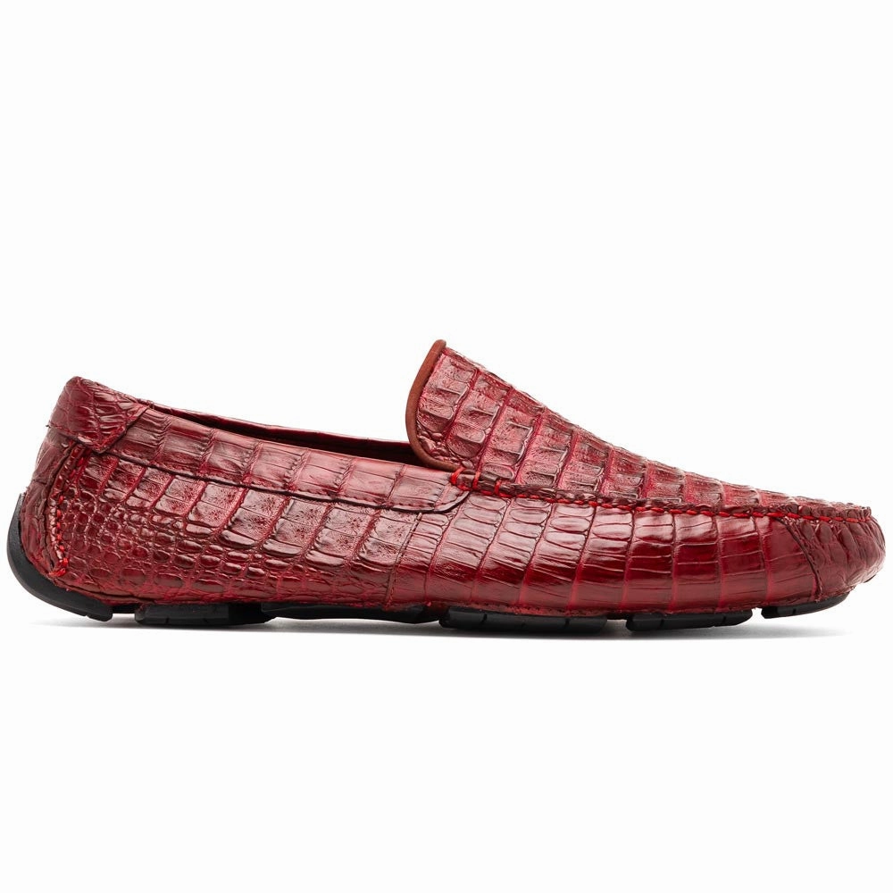 Marco Di Milano Remo Wine Caiman Driving Slip-On Loafers Stomp Loafers