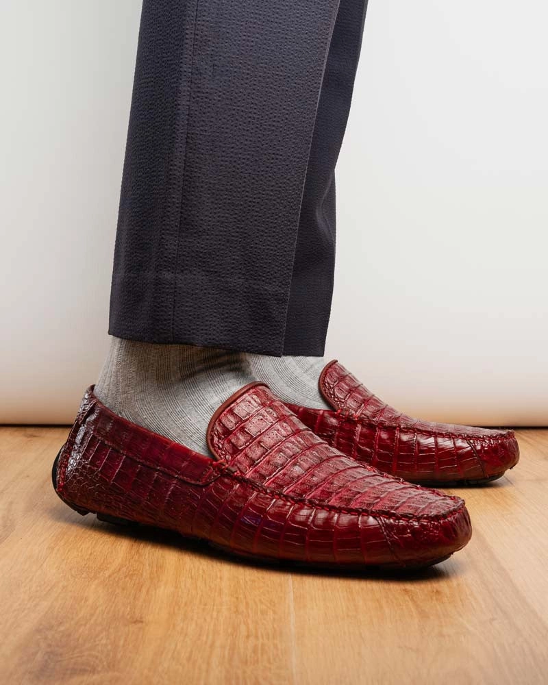 Ladies Loafers Shoes Marco Di Milano Remo Wine Caiman Driving Slip-On Loafers