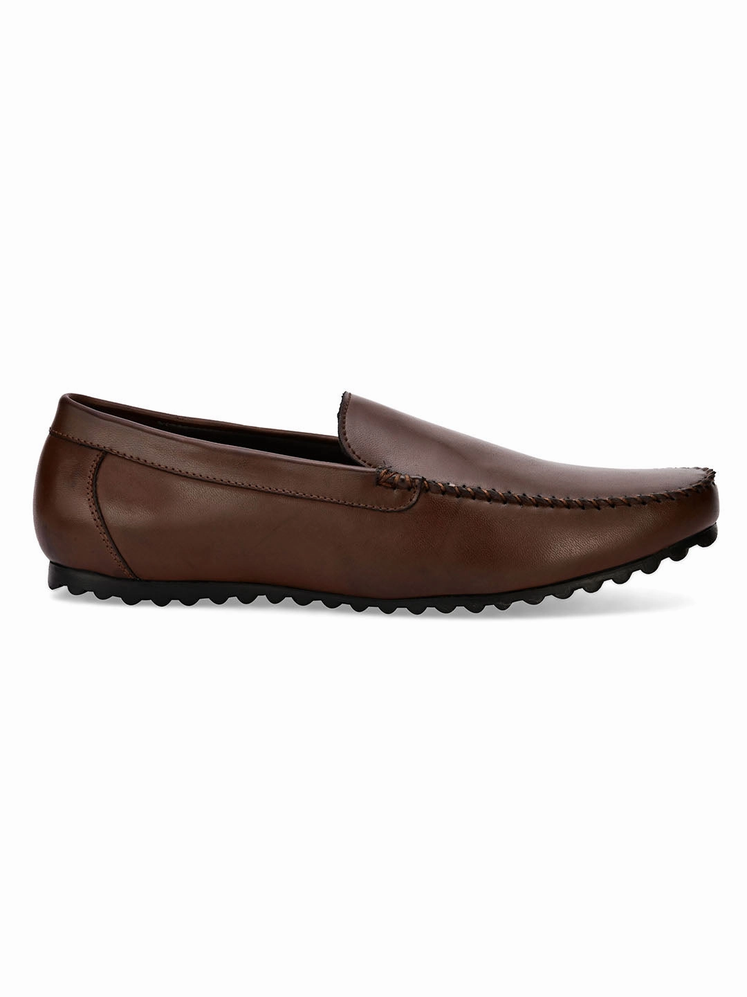 Leather Lug Sole Loafers Dart Brown Solid Loafers