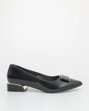 Tomaz NN273 Ladies Square Emblem Flats (Black) Cheapest Flat Shoes