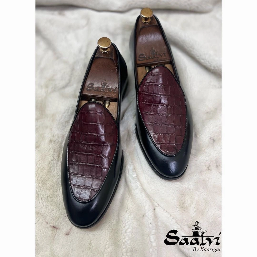 Toe Box Loafers Belgian Loafers Wine