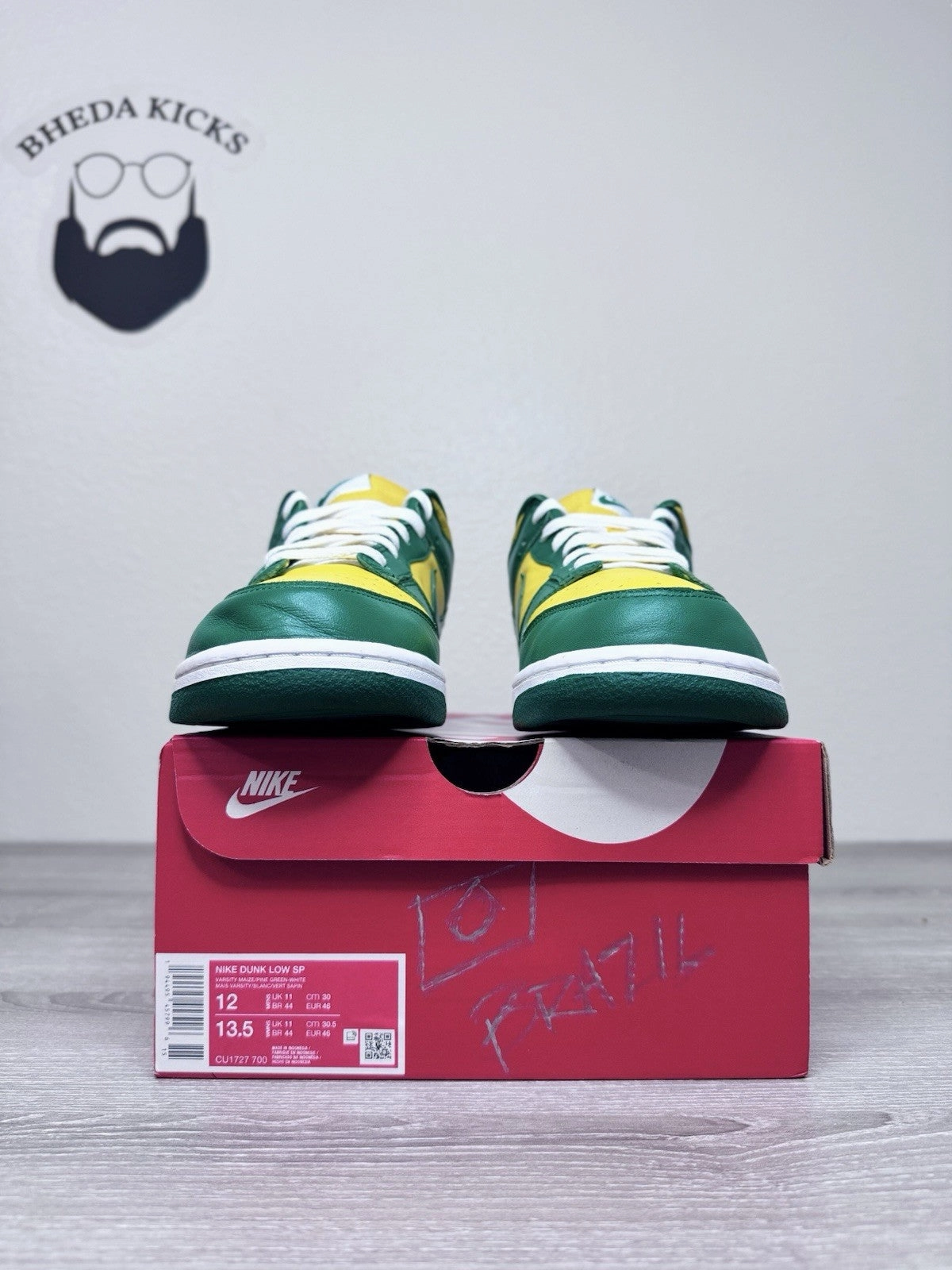Size 12 - Nike Dunk SP Low Brazil 2020 Preowned CU1727-700 Authentic Running Shoes Asics Sale