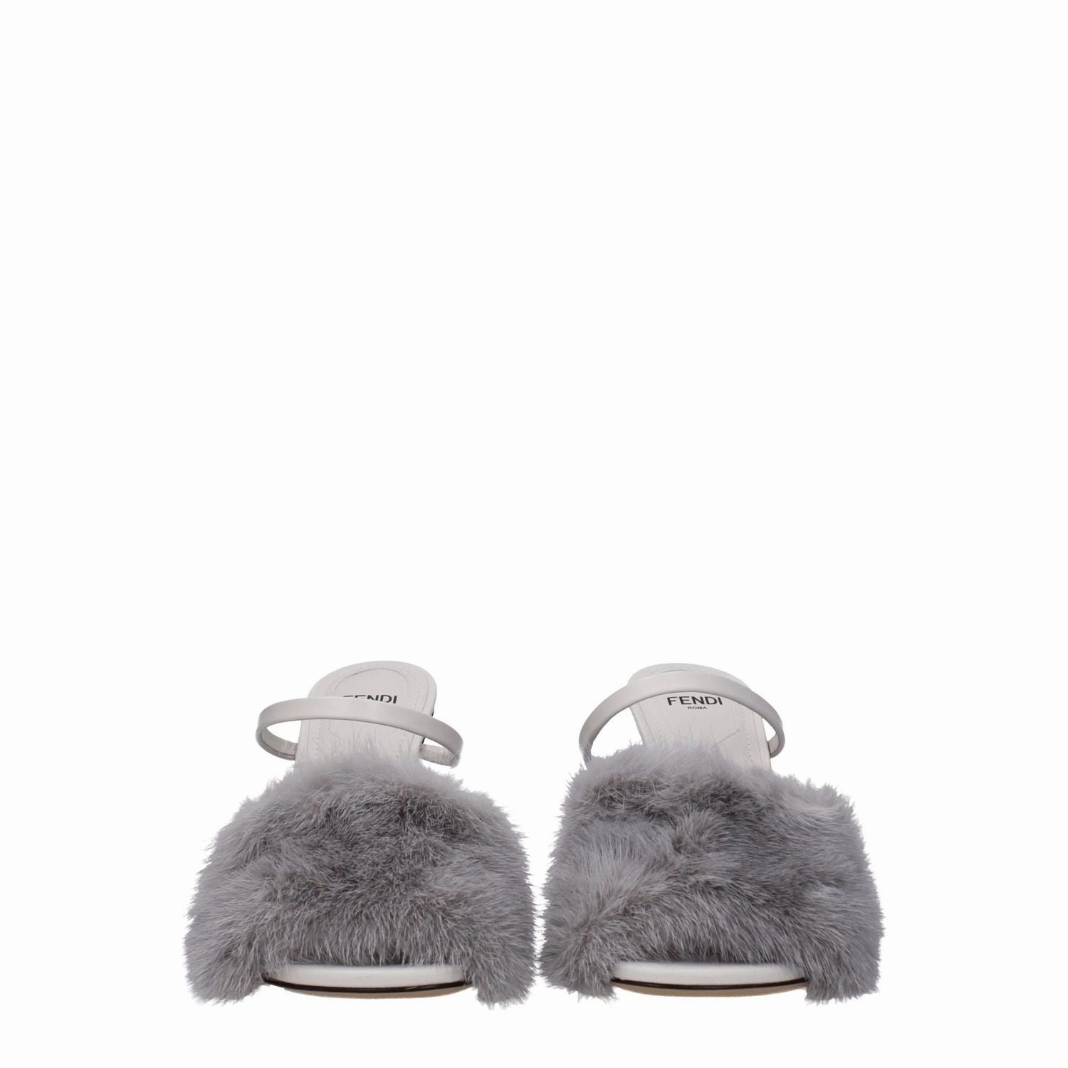 Booties House Slippers Fendi Gray Mink Slippers