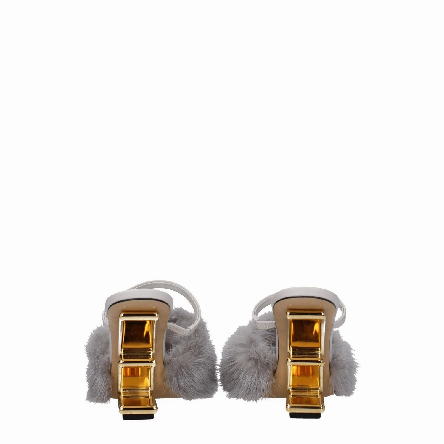 Sparkly Slides Fendi Gray Mink Slippers