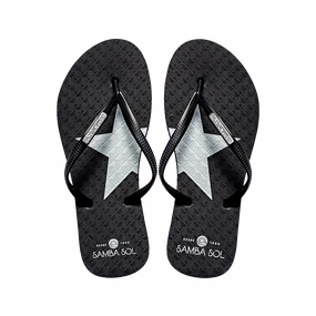 Samba Sol Women's Fashion Flip Flops - Silver Star Life Is Better In Flip Flops